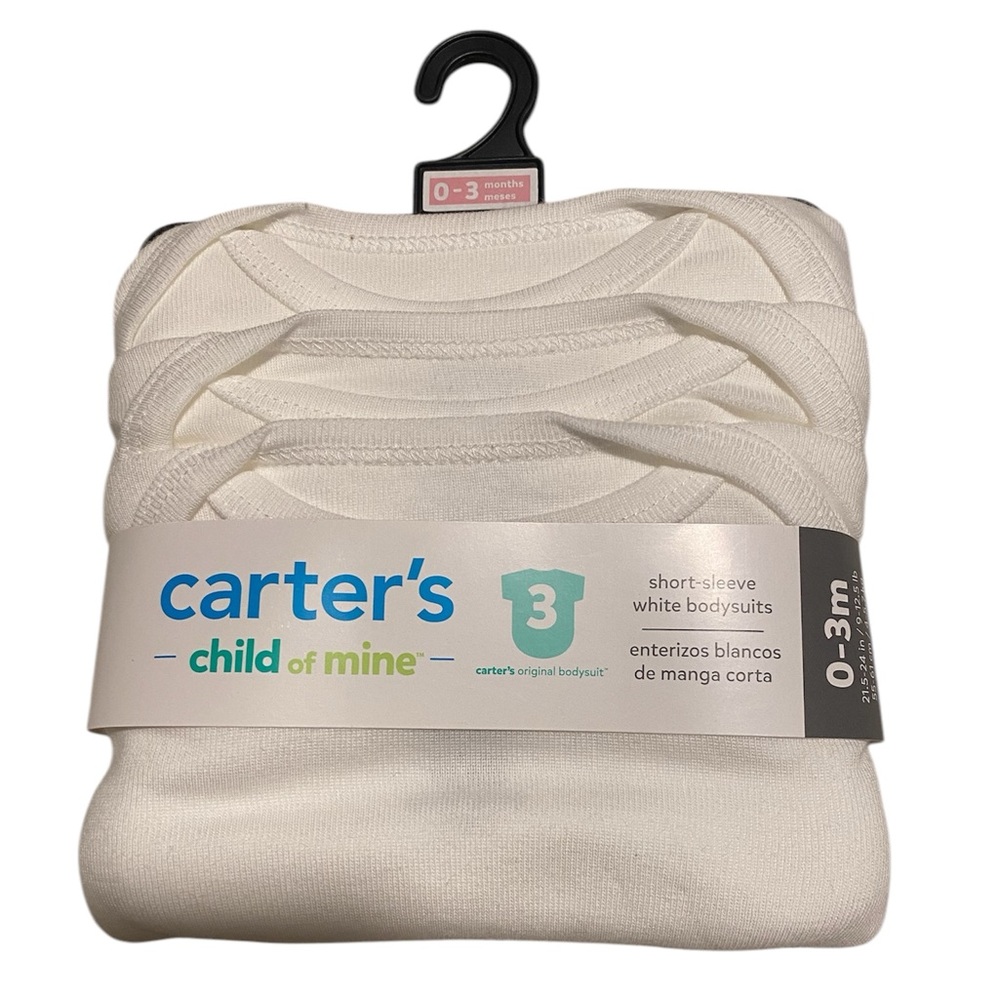 Carter's Child of Mine White Bodysuits - 3 Pack